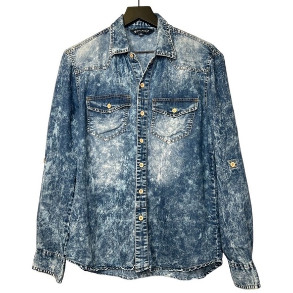 Rocawear Other - Rocawear | Denim Acid Wash Button Down Shirt Sz M